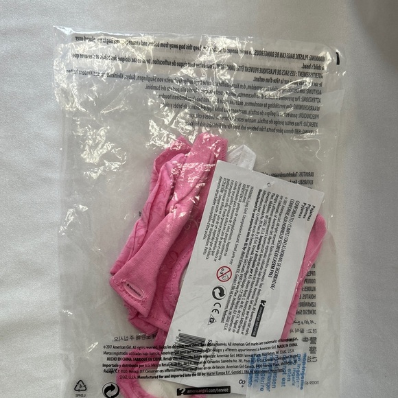 American Girl 18” Doll Pink PJ Set With Sleepers & Hair Tie  NOS NIP - Picture 6 of 14